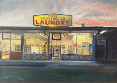painting of retro laundromat